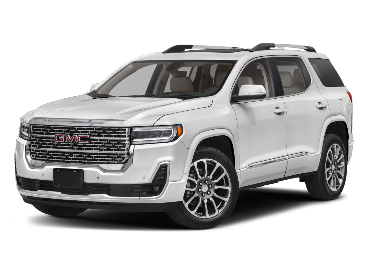 2021 GMC Acadia Denali in Ebony Twilight Metallic — front three-quarter view