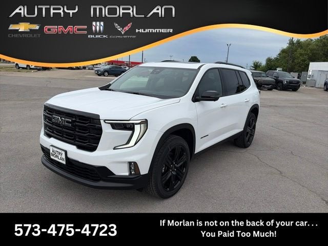 2026 GMC Acadia Elevation in Summit White — front three-quarter view