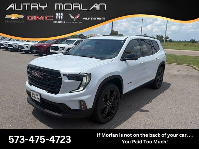 2026 GMC Acadia Elevation in Glacier White Tricoat — front three-quarter view