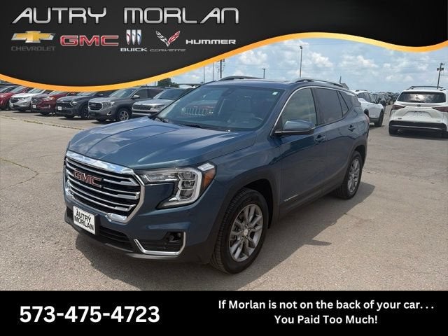 2024 GMC Terrain SLT in Downpour Metallic — front three-quarter view